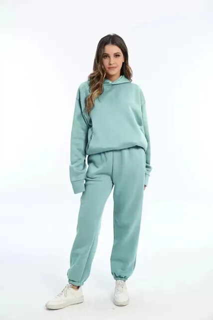 Übergroßer Trainingsanzug Hoodie Set für Damen