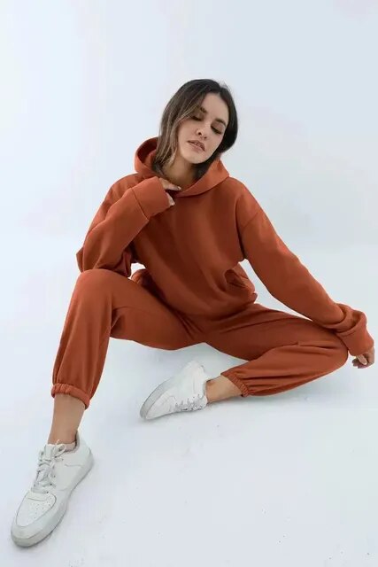 Übergroßer Trainingsanzug Hoodie Set für Damen