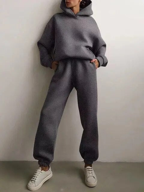 Übergroßer Trainingsanzug Hoodie Set für Damen