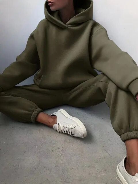 Übergroßer Trainingsanzug Hoodie Set für Damen