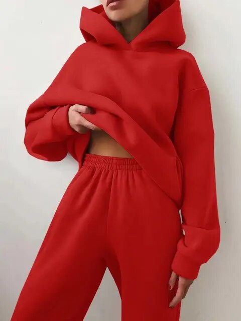 Übergroßer Trainingsanzug Hoodie Set für Damen