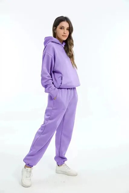 Übergroßer Trainingsanzug Hoodie Set für Damen