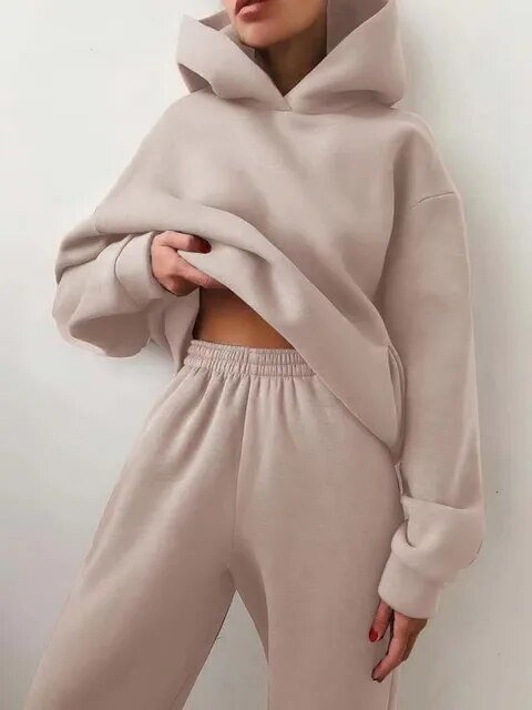 Übergroßer Trainingsanzug Hoodie Set für Damen