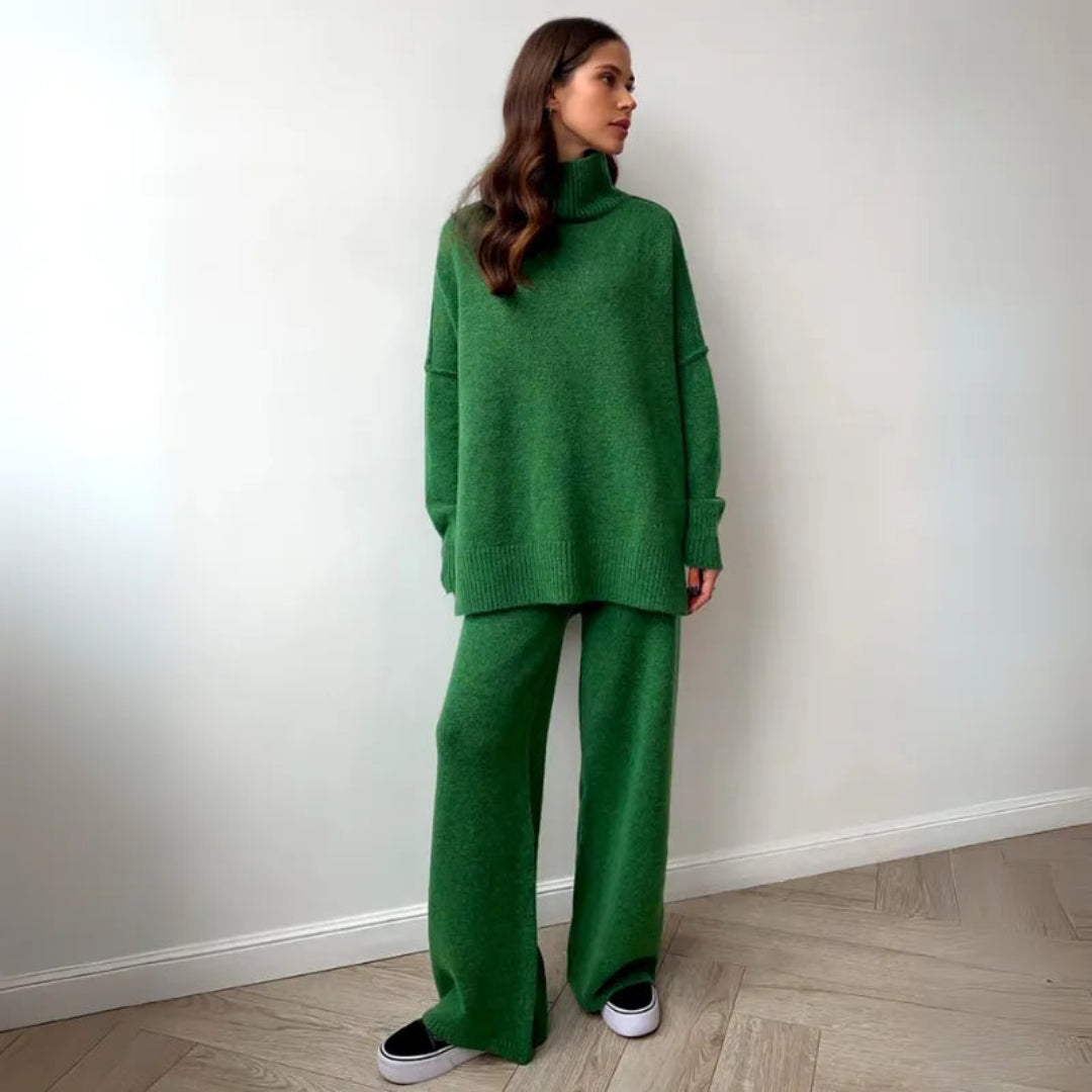 Överdimensionerat lounge-set med polotröja och vida byxor