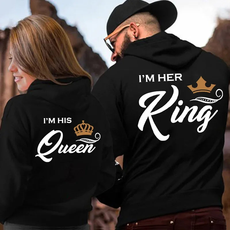 Hoodie für Paare mit His Queen und Her King