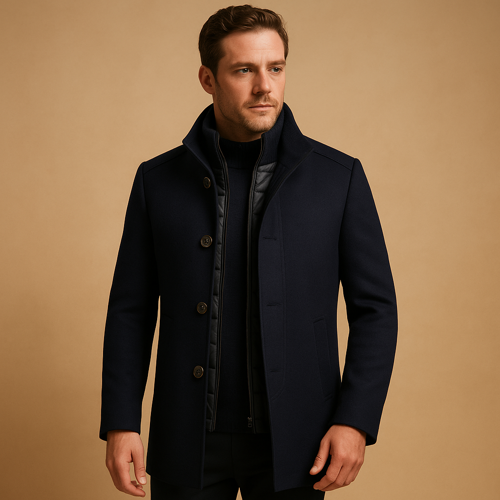 Men's Wool Coat – Elegant High Collar