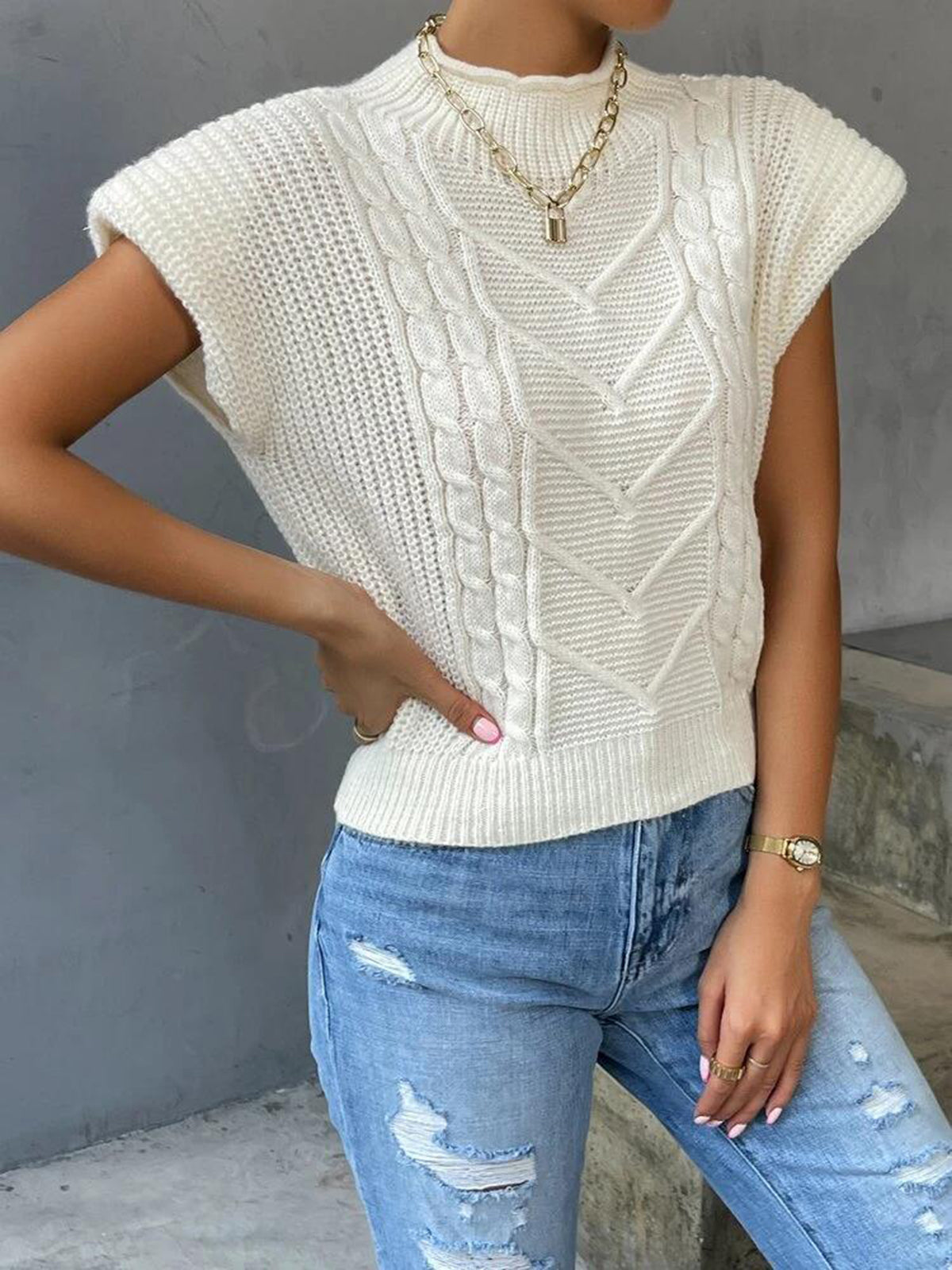 Vielseitige Strickweste Damen ohne Ärmel