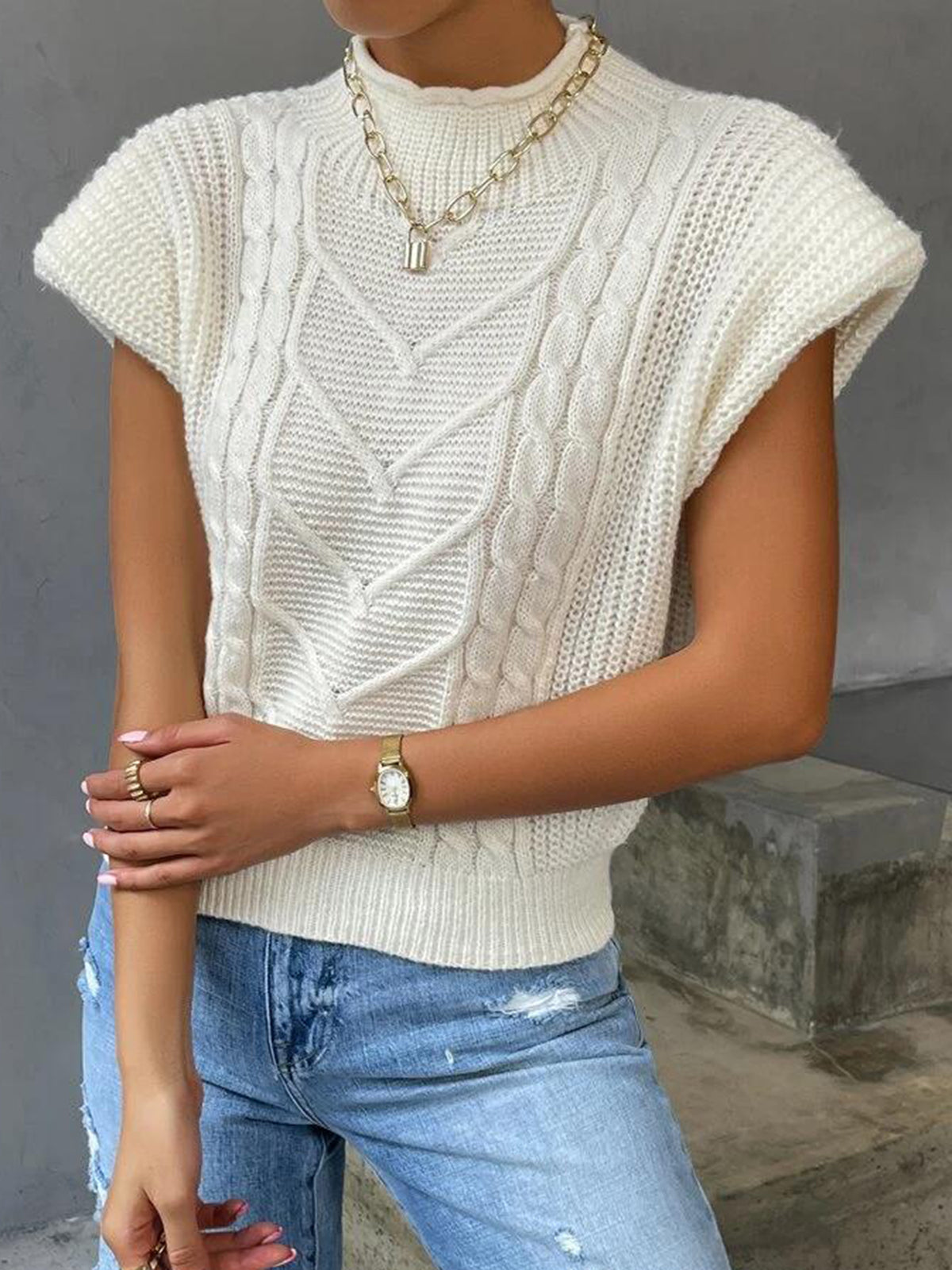 Vielseitige Strickweste Damen ohne Ärmel
