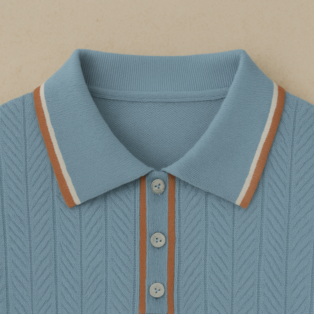 Vintage-Inspirierte Strick-Polo-Shirt