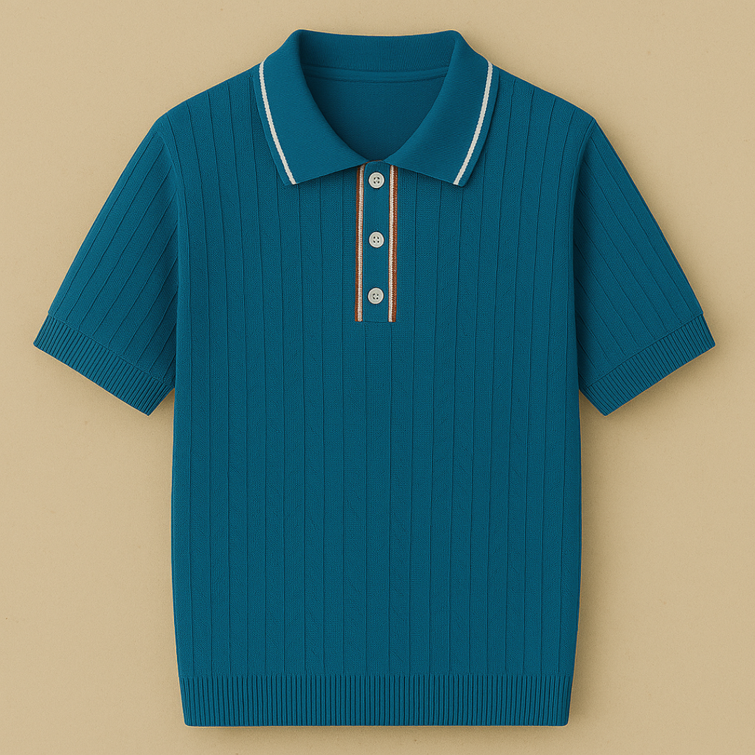 Vintage-Inspirierte Strick-Polo-Shirt