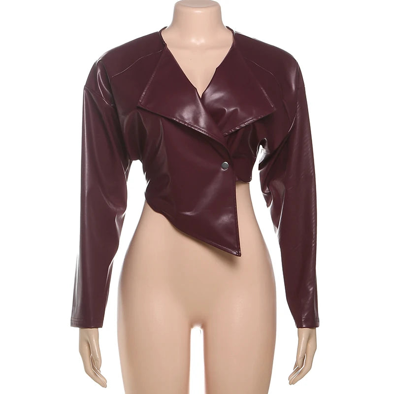 Vintage Kunstleder Kurzjacke Damen