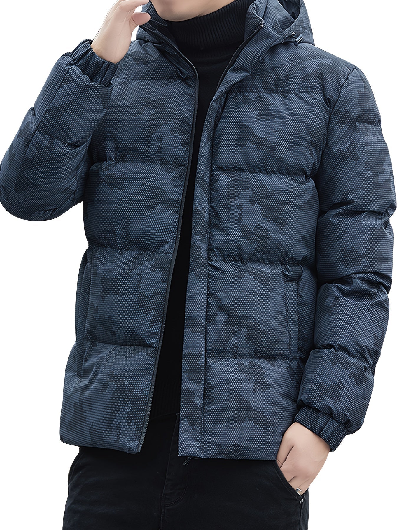 Warme Pufferjacke mit Reißverschluss und Stehkragen