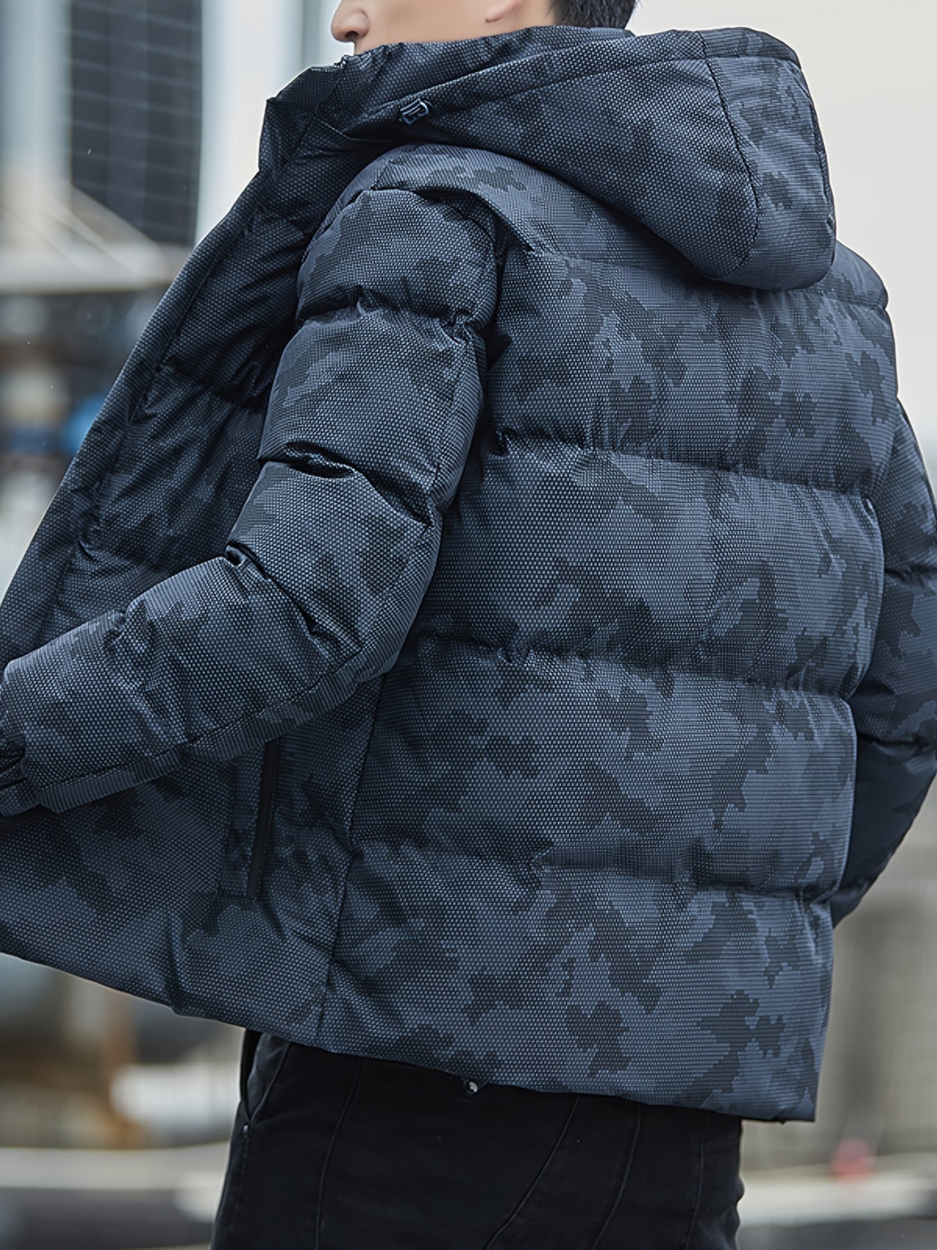 Warme Pufferjacke mit Reißverschluss und Stehkragen