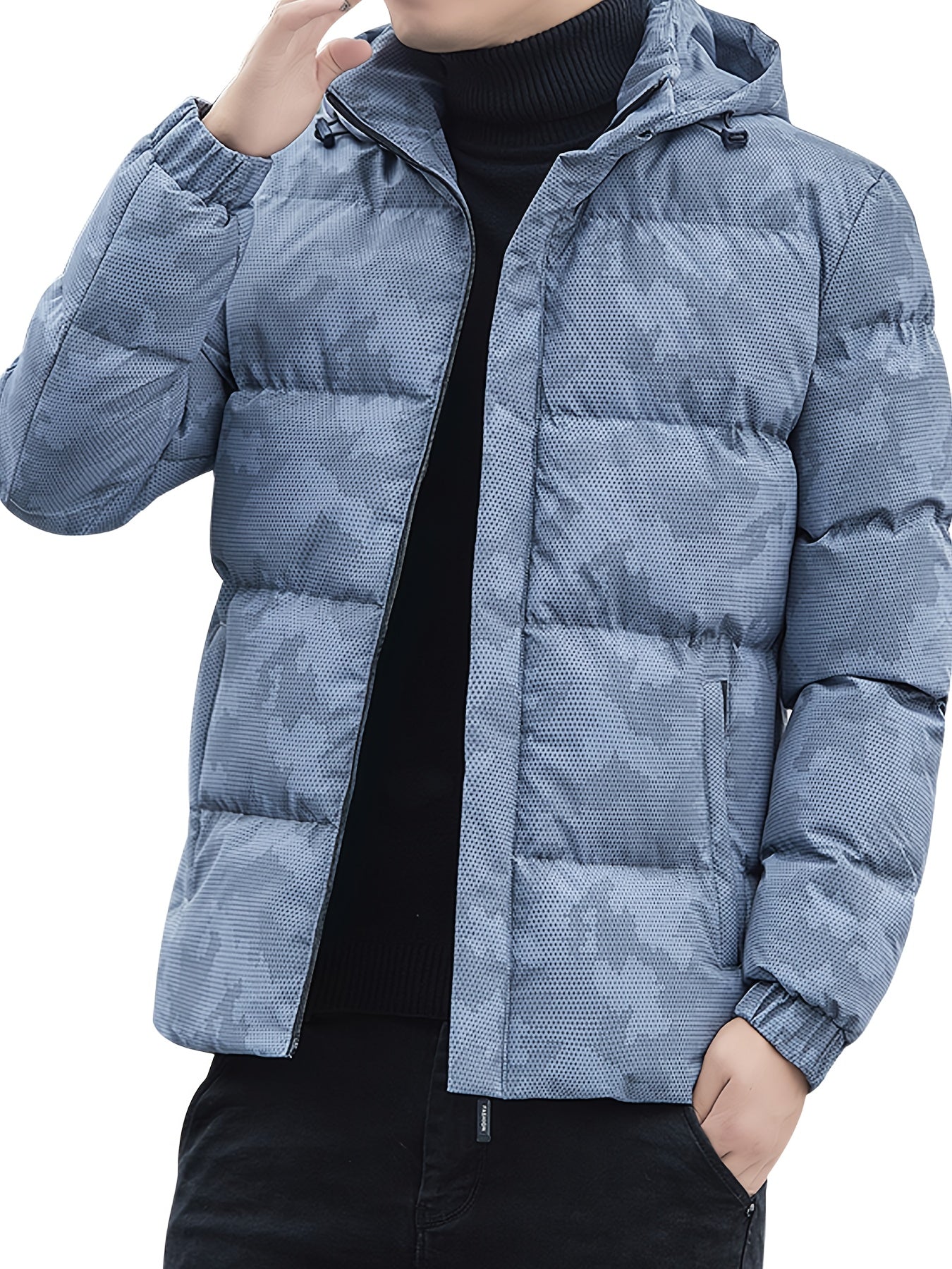Warme Pufferjacke mit Reißverschluss und Stehkragen
