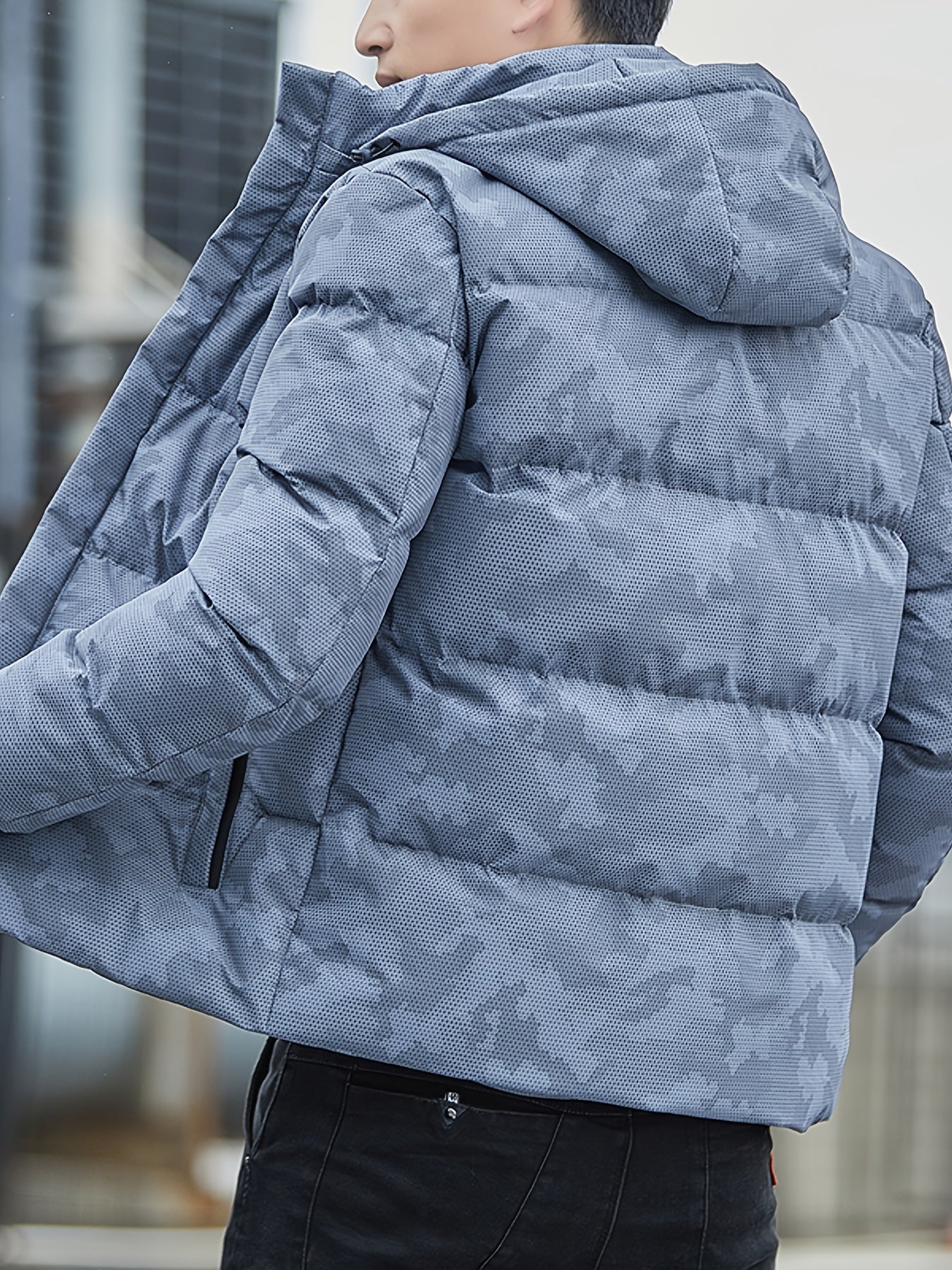 Warme Pufferjacke mit Reißverschluss und Stehkragen