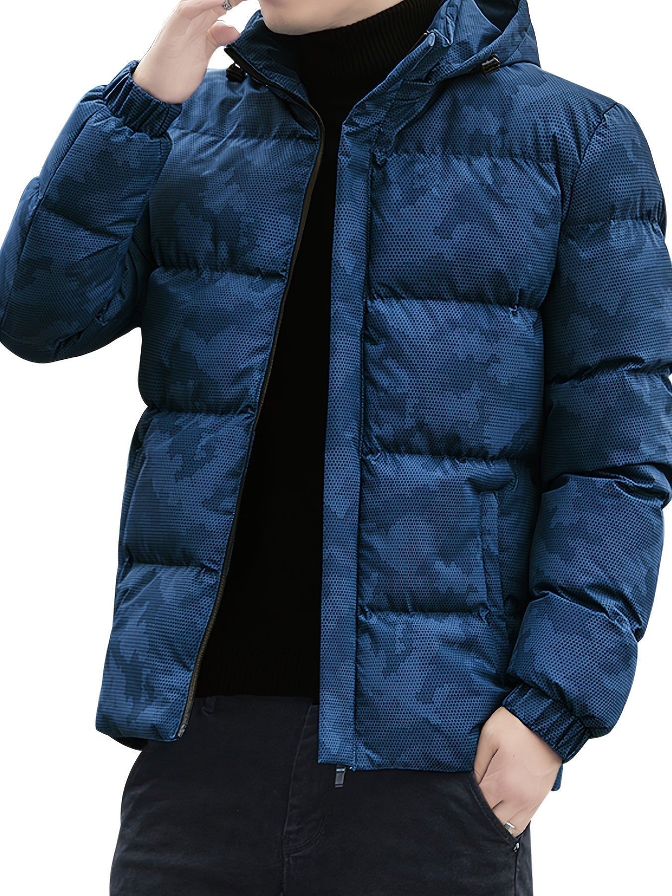 Warme Pufferjacke mit Reißverschluss und Stehkragen