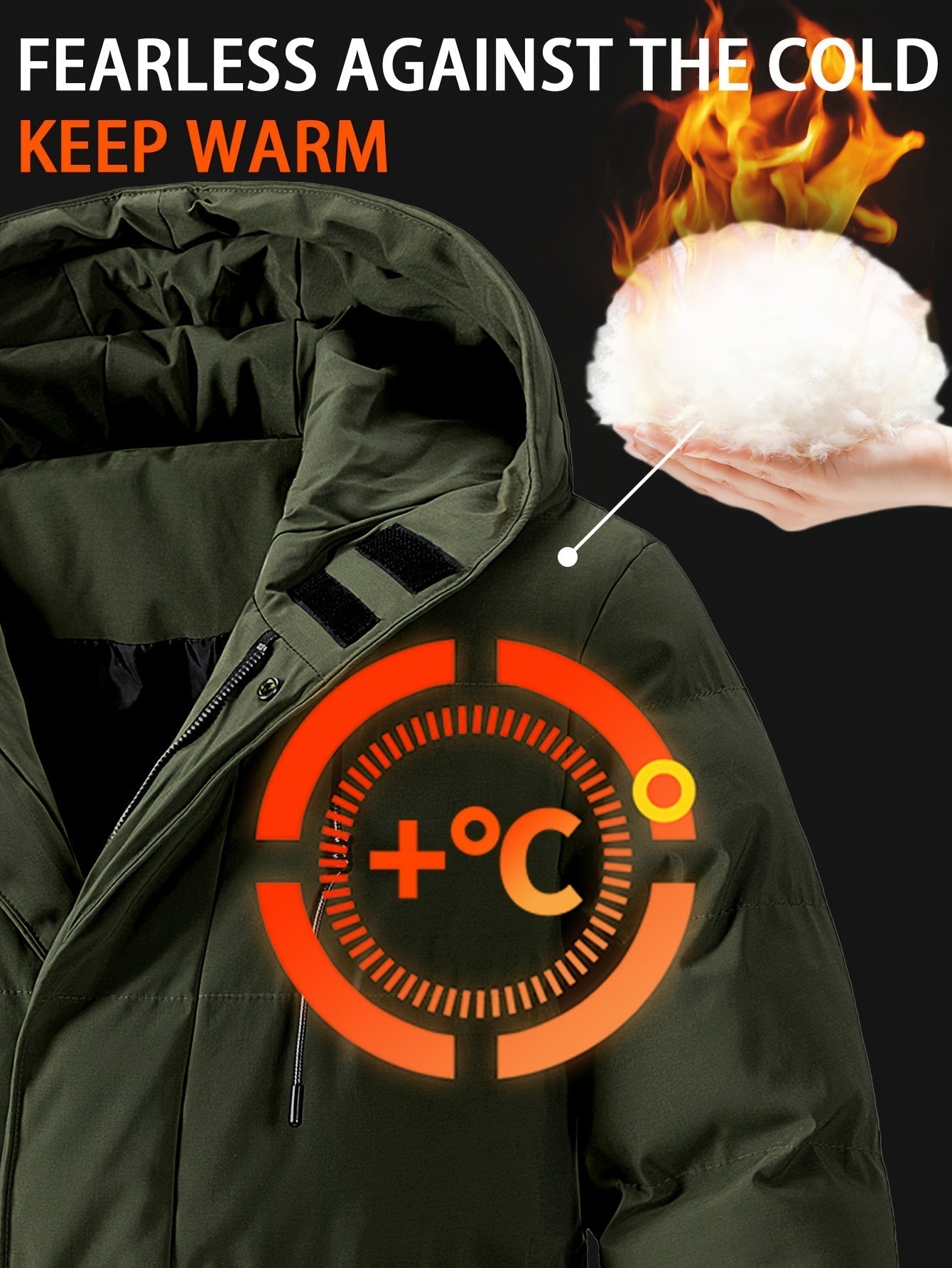 Warme Winterpufferjacke mit Kapuze