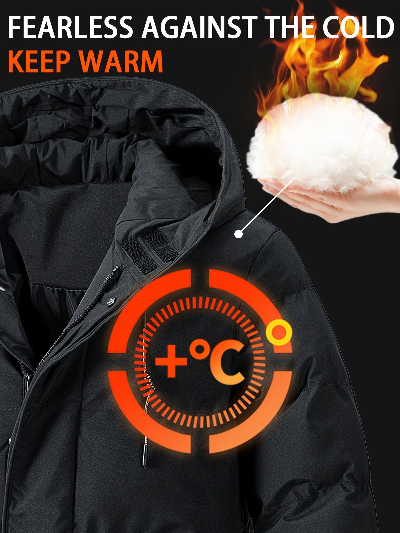 Warme Winterpufferjacke mit Kapuze
