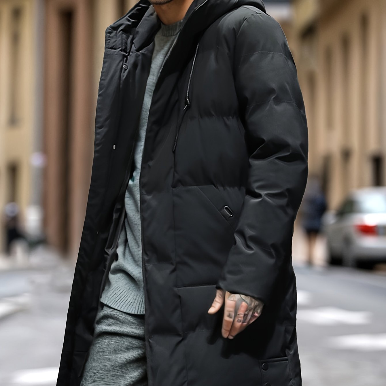 Warme Winterpufferjacke mit Kapuze
