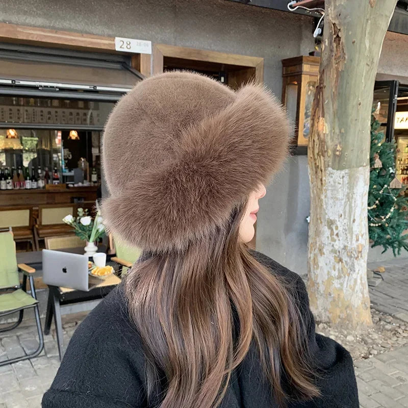 Warmer Frauen Pelzhut aus Kunstpelz für Herbst und Winter