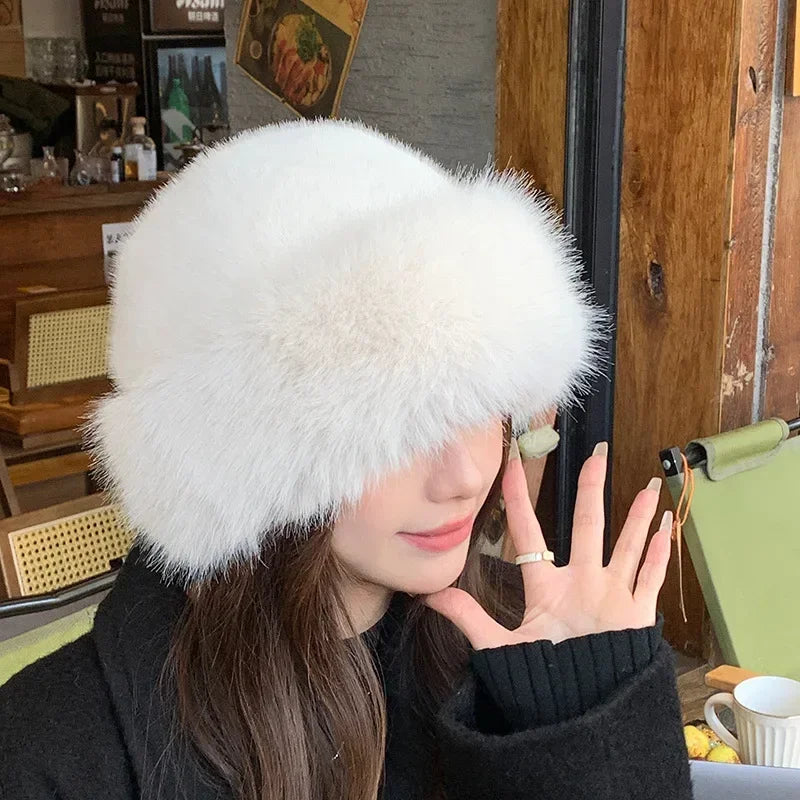Warmer Frauen Pelzhut aus Kunstpelz für Herbst und Winter