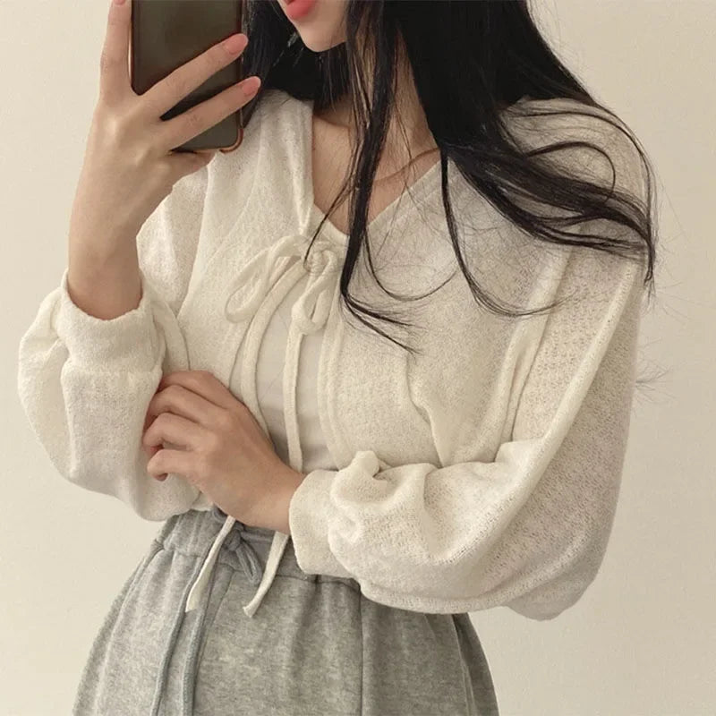Weißer Strickcardigan für Damen