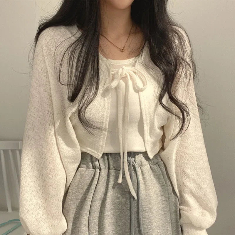 Weißer Strickcardigan für Damen
