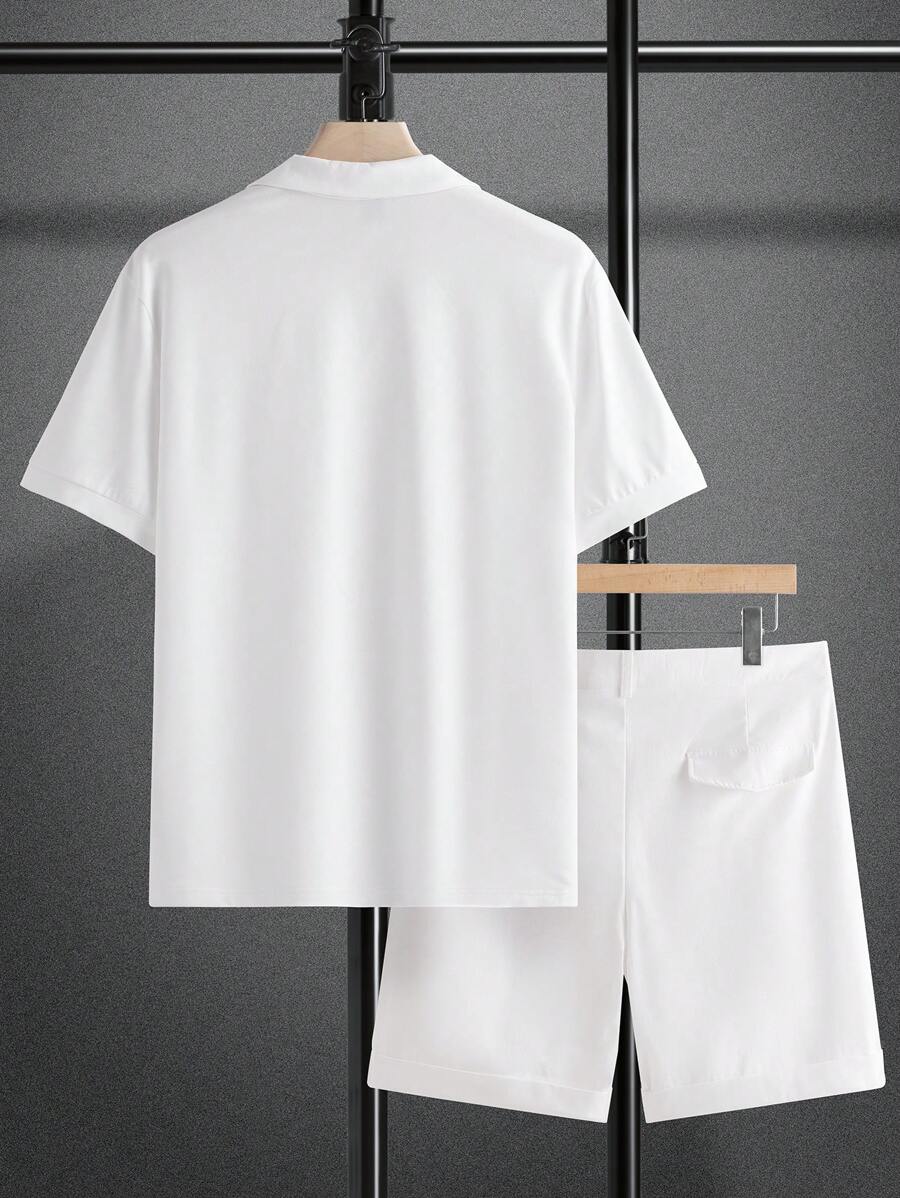 Weißes Polo-Shirt und Shorts Set für Herren