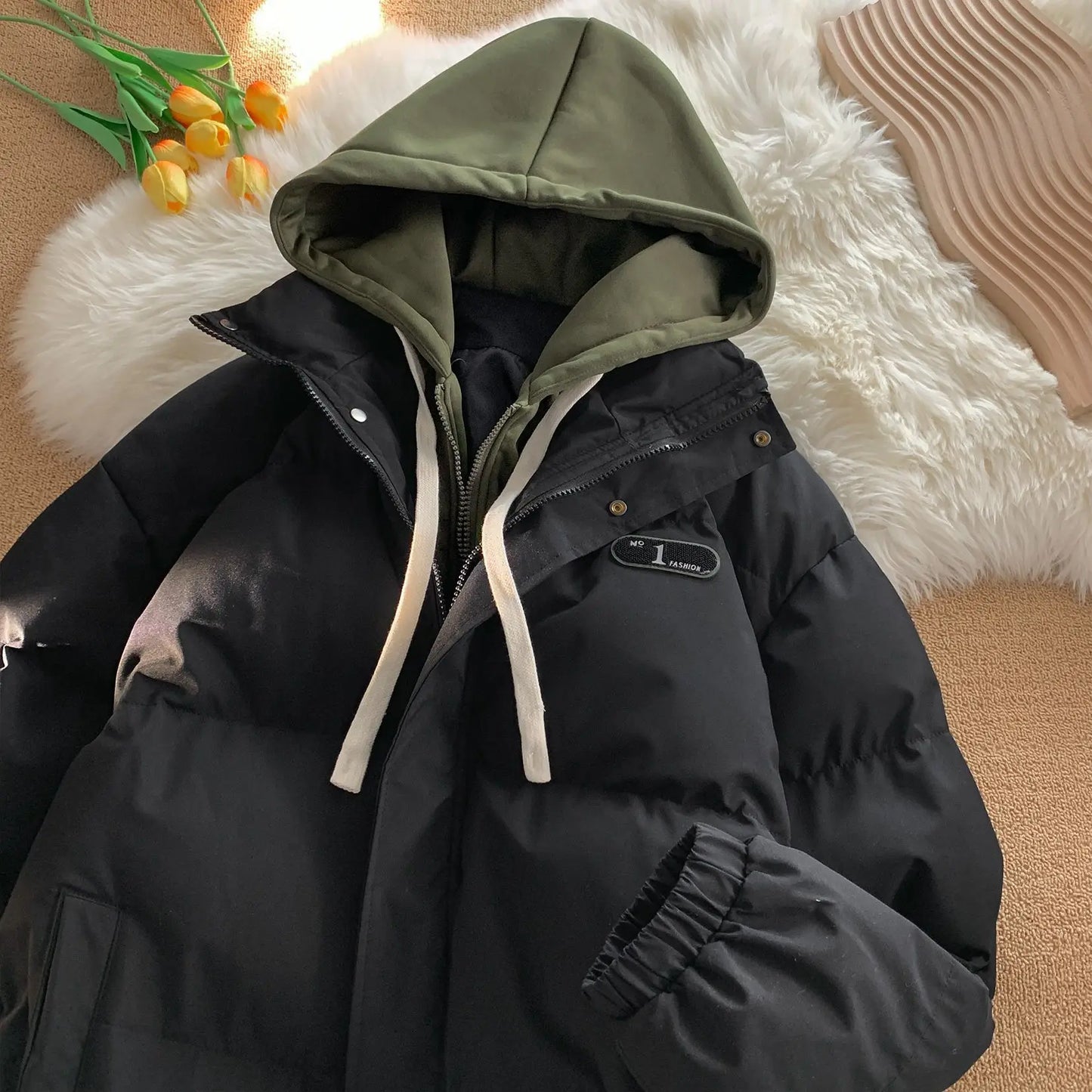 Winter Mantel Unisex mit Kapuze