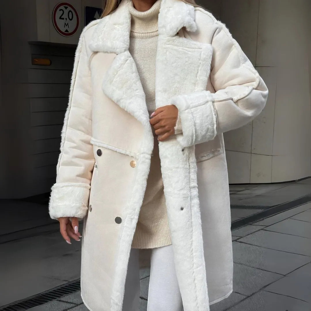 Cappotto invernale donna caldo in finta pelliccia shearling