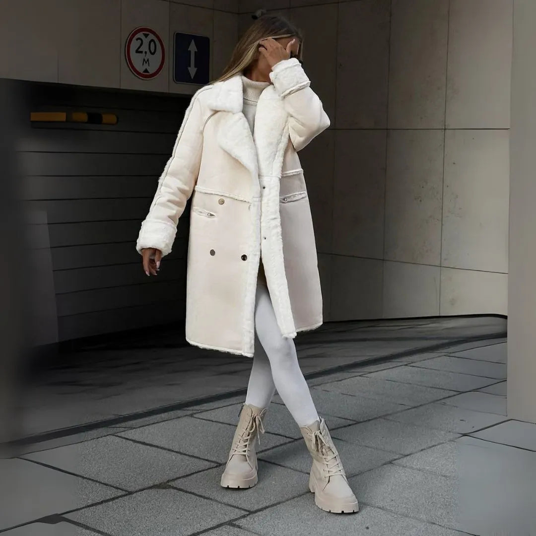 Cappotto invernale donna caldo in finta pelliccia shearling