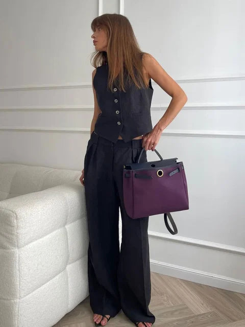 Variant image for Tanya | Sommer-Chic Weste und Hose aus Leinen-Baumwoll-Mix für Damen-4