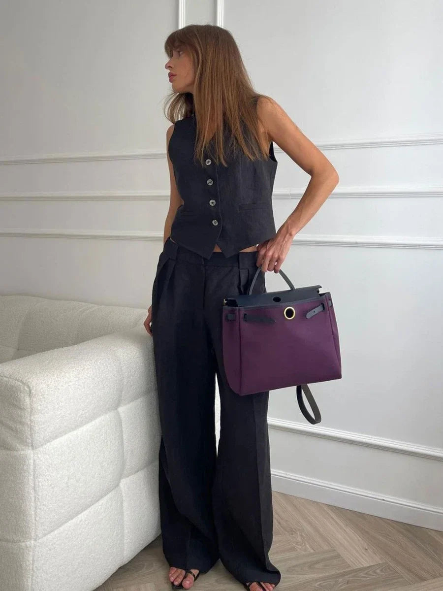 Tanya | Sommer-Chic Weste und Hose aus Leinen-Baumwoll-Mix für Damen