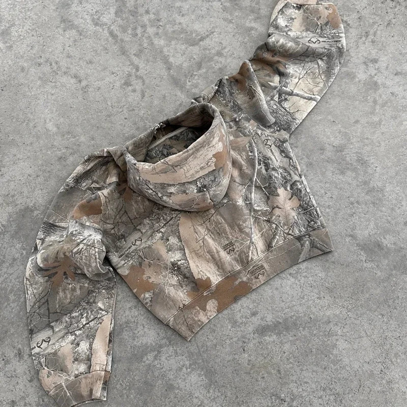 Y2K Retro Unisex Hoodie mit Camouflage-Muster