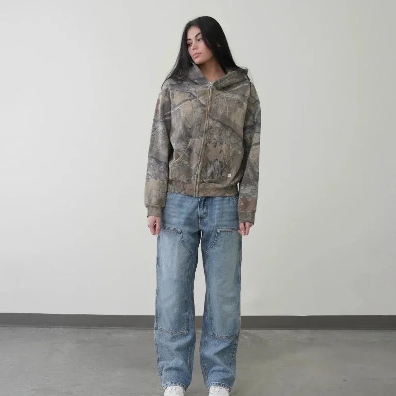 Y2K Retro Unisex Hoodie mit Camouflage-Muster