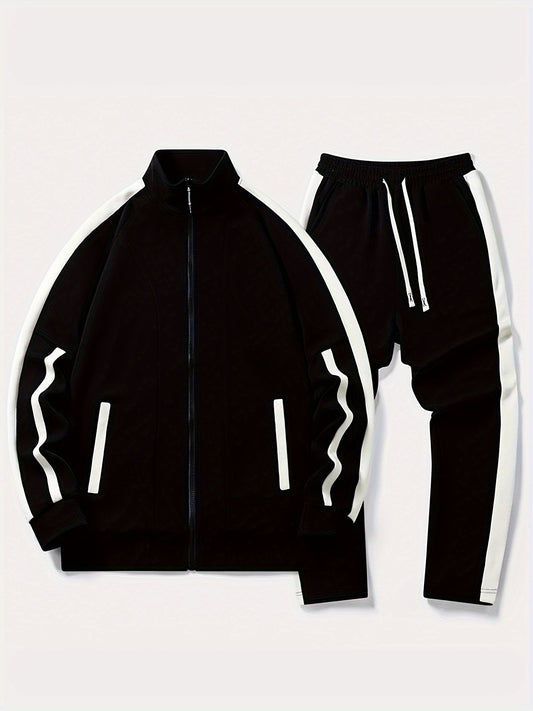 Two-piece men's tracksuit with contrast stripes