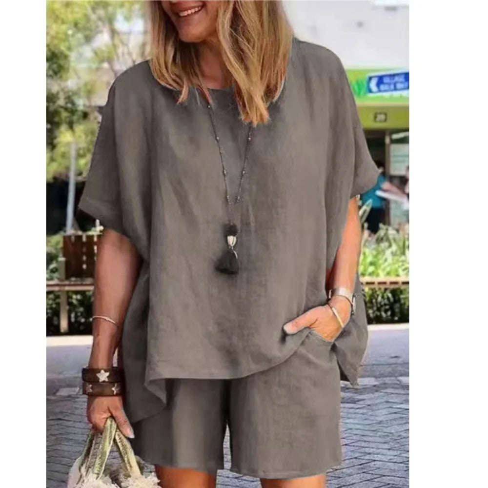 Zweiteiliges Damen Leinen Set