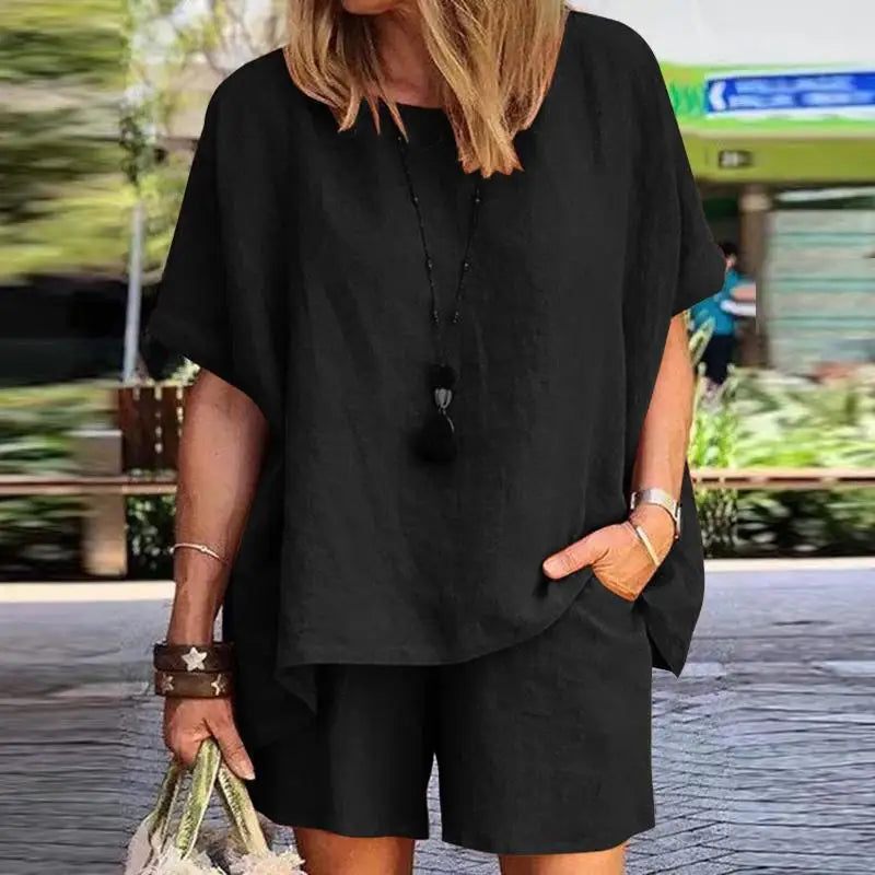 Zweiteiliges Damen Leinen Set