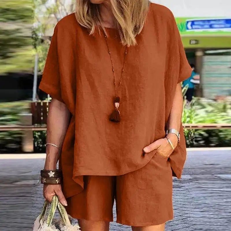 Zweiteiliges Damen Leinen Set