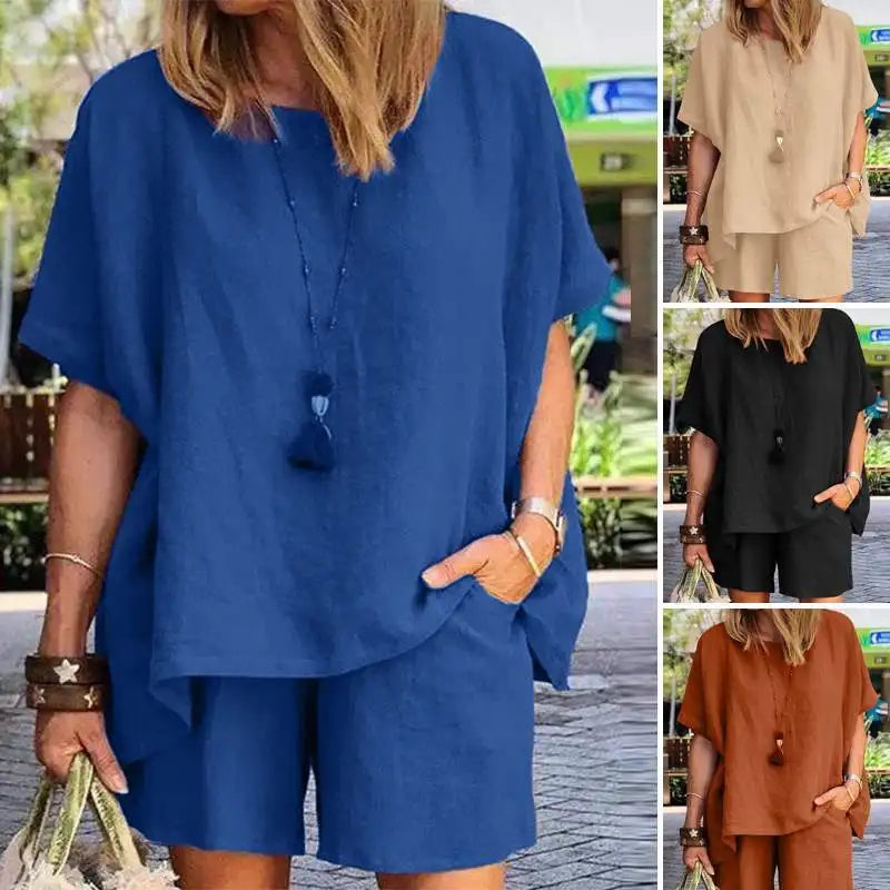Zweiteiliges Damen Leinen Set