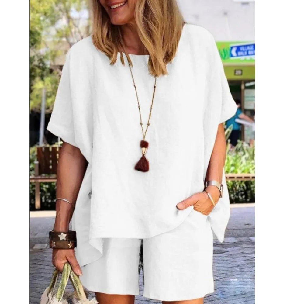 Zweiteiliges Damen Leinen Set