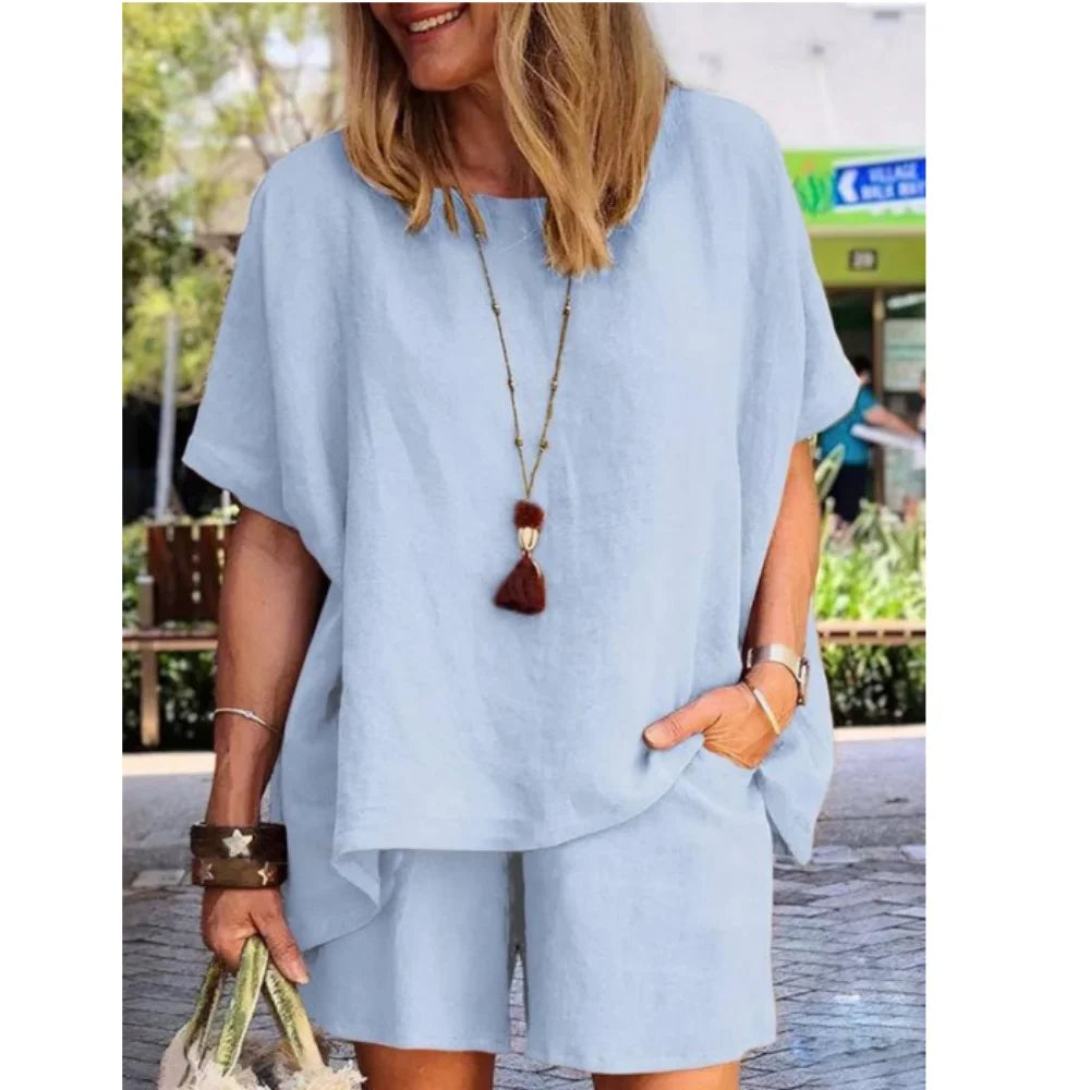 Zweiteiliges Damen Leinen Set