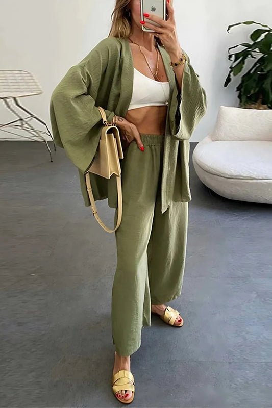 Two-piece linen set for summer and spring