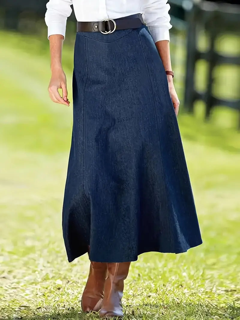Lora | A-line jeans maxi skirt for women