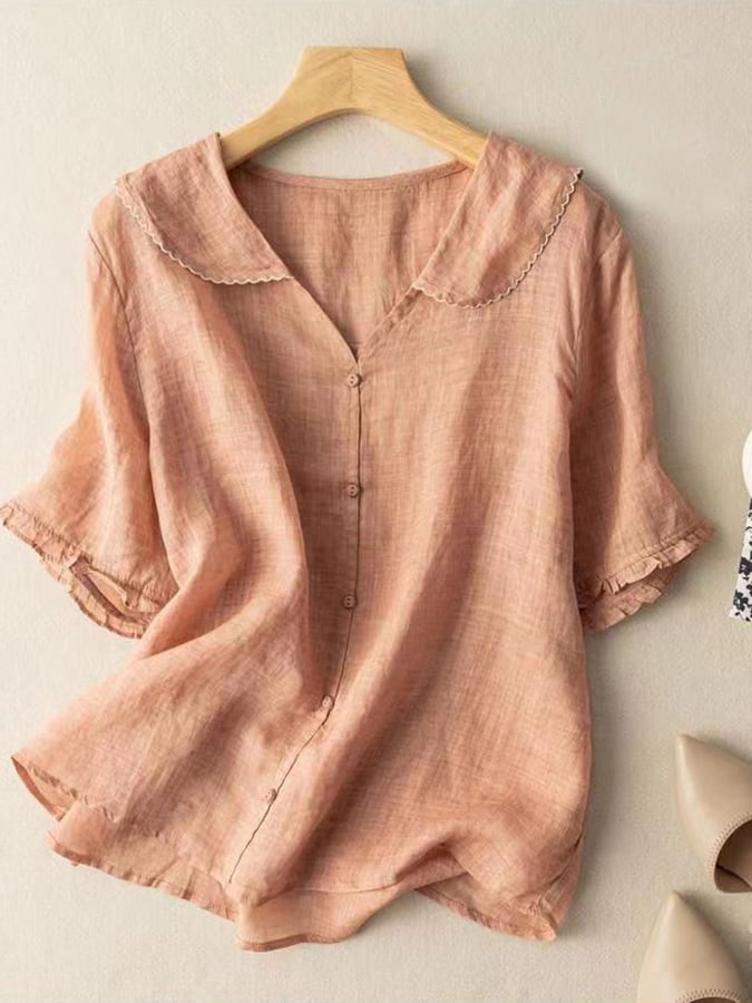 Lola | Elegante Bluse Damen mit Rüschenkragen und Button-Down-Design