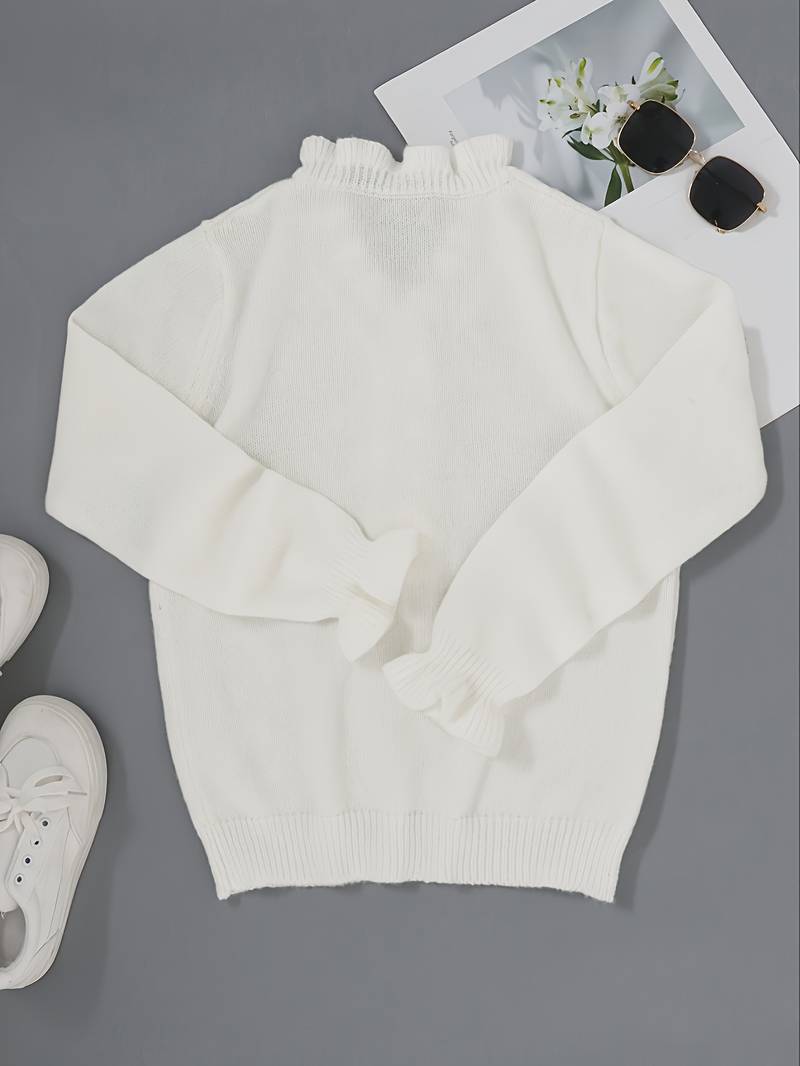 Beatrix | Eleganter Damenpullover mit Zierknöpfen und V-Ausschnitt