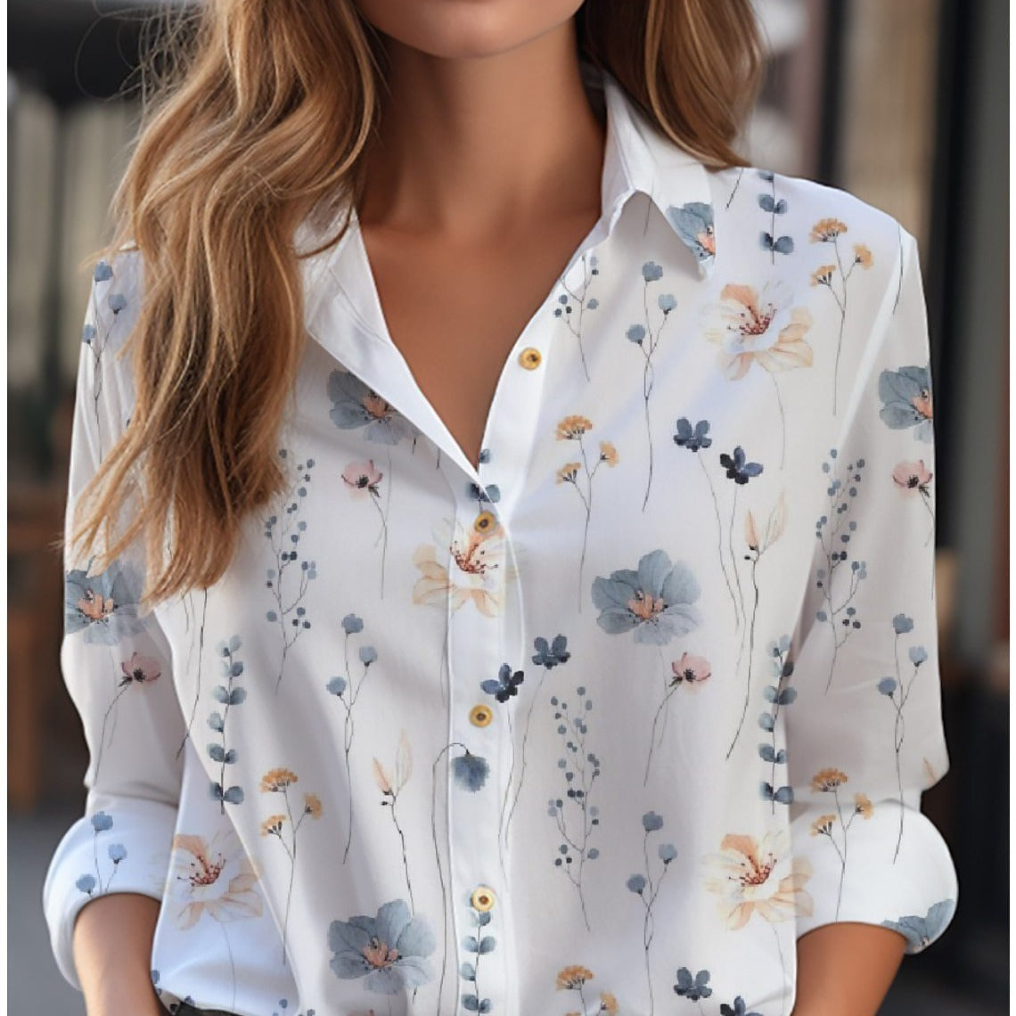 Variant image for Florine | Elegante Bluse Damen mit Blumenmuster und V-Ausschnitt-1