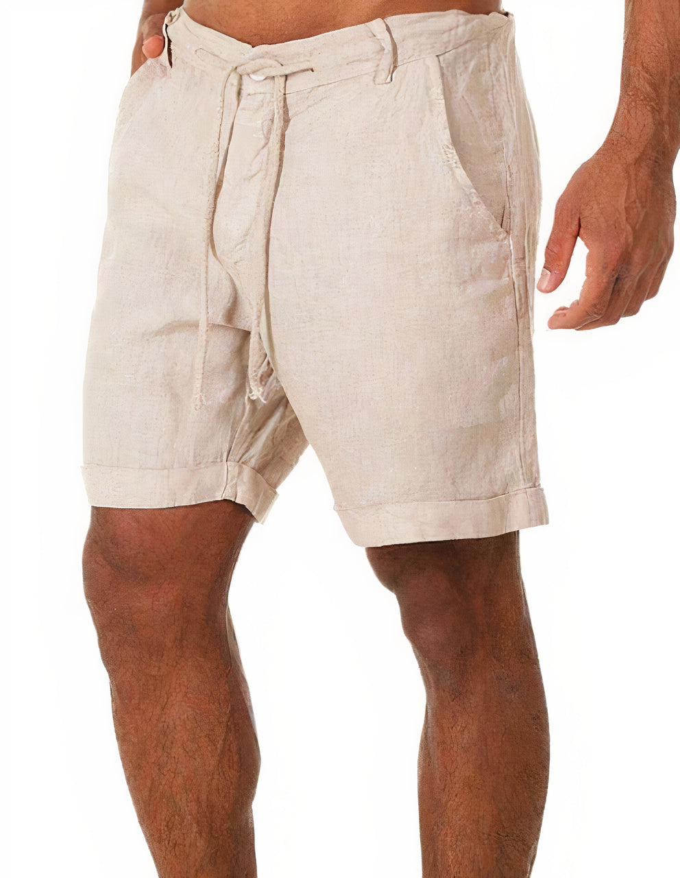 Variant image for Herren Shorts Beige Größe M Leinen Atmungsaktiv Kurze Hosen-2
