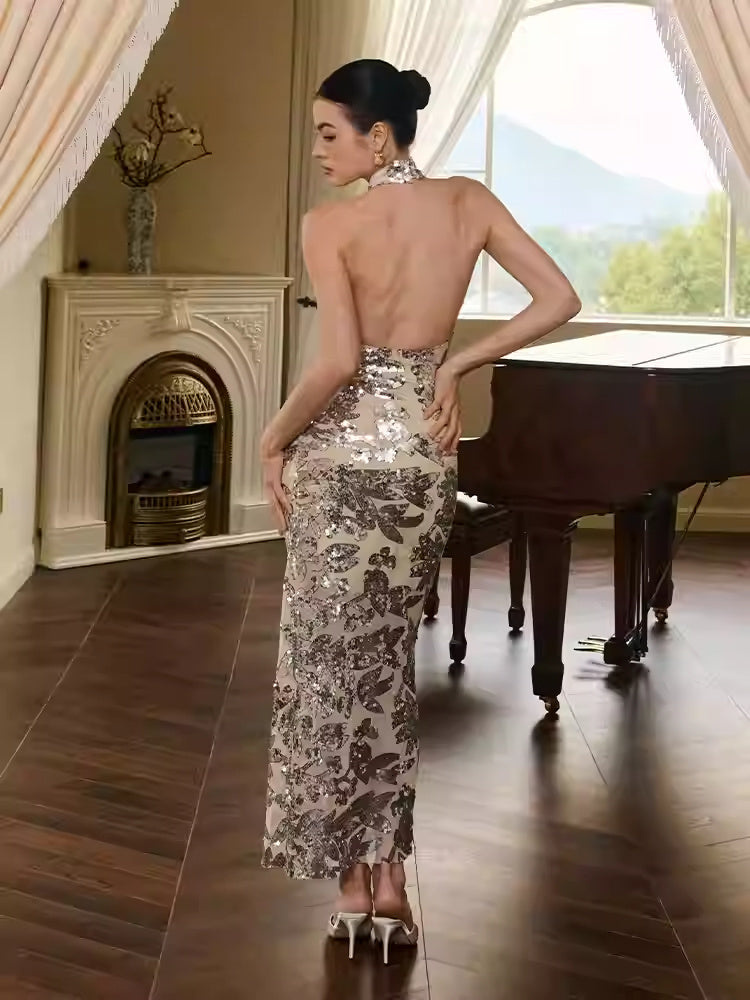 Luxuriöses Abendkleid mit Pailletten