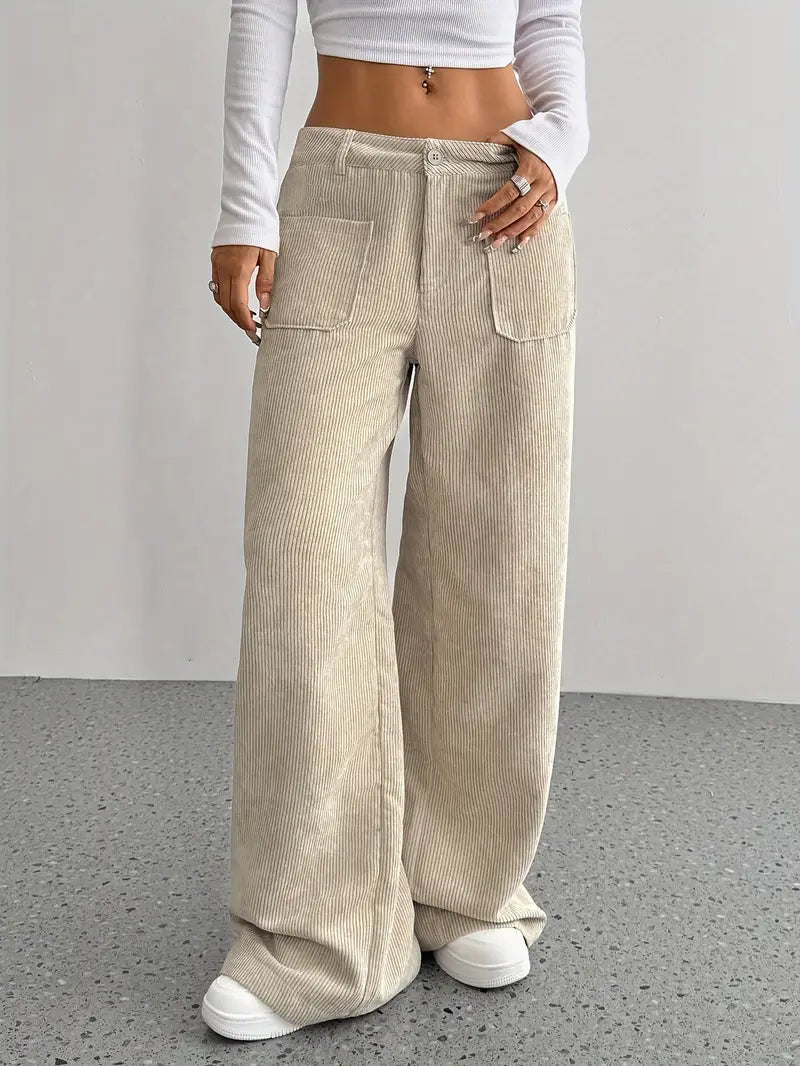 Lola | Pantaloni larghi in velluto a coste da donna in misto cotone